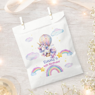 Sachets En Papier Ballons à air chaud Unicorne personnalisé Annivers