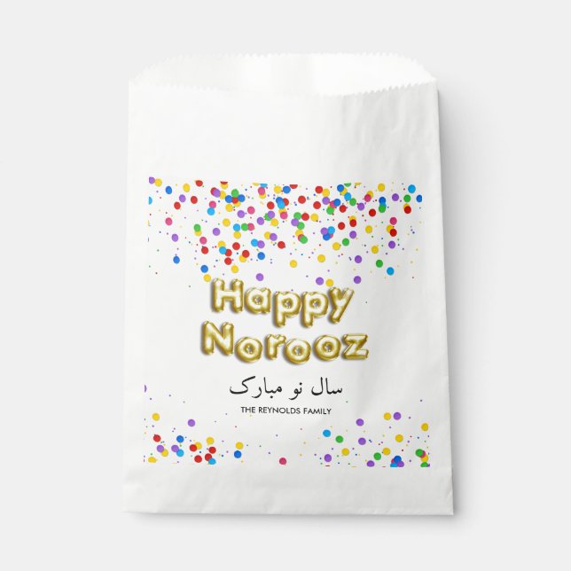 Sachets En Papier Ballons d'or Joyeux Norooz Perse Nouvel An (Devant)