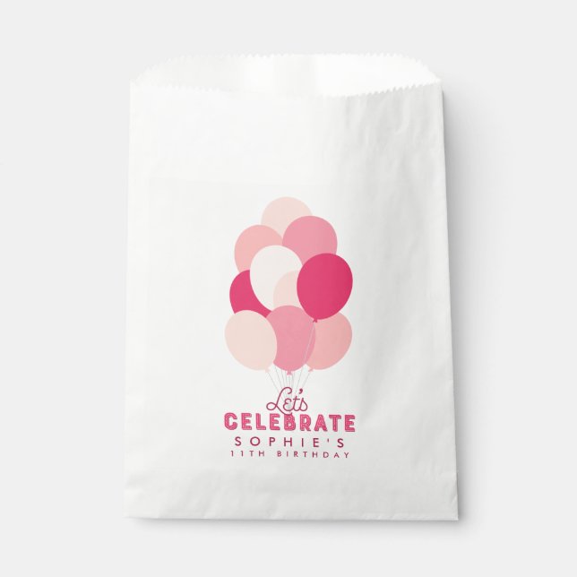 Sachets En Papier Ballons roses Fêtons N'Importe quel âge Anniversai (Devant)