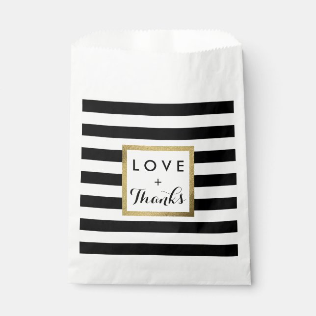 Sachets En Papier Bandes noires et blanches avec Mariage à huile d'o (Devant)
