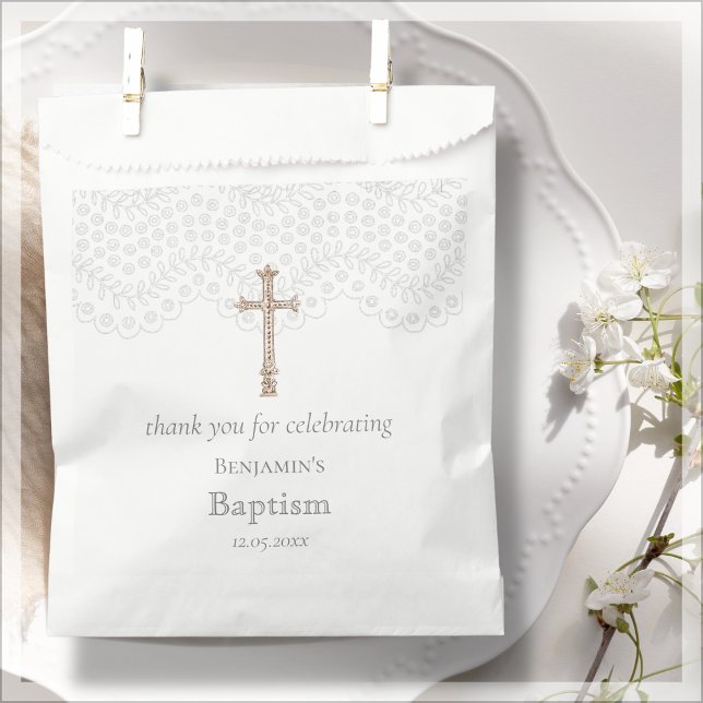 Sachets En Papier Baptême en dentelle blanche Merci Favoriser sac (Créateur téléchargé)