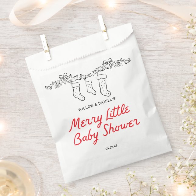 Sachets En Papier Bas tirés à la main Joyeux petit Baby shower (Coupé)