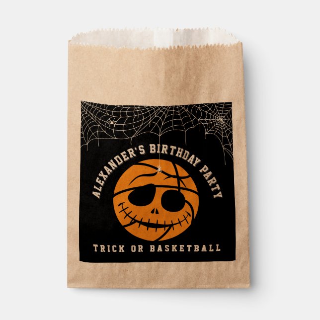 Sachets En Papier Basket d'Halloween Ball Trick ou Basketball Annive (Devant)