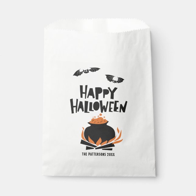 Sachets En Papier Bateaux et Cauldron Joyeux Halloween (Devant)