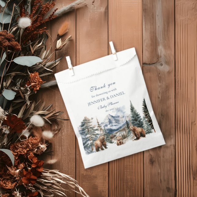 Sachets En Papier Bear Adventure Winter Snow Mountain Baby shower (Créateur téléchargé)