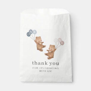 Sachets En Papier Bear Boy Girl Twins - 1er anniversaire -