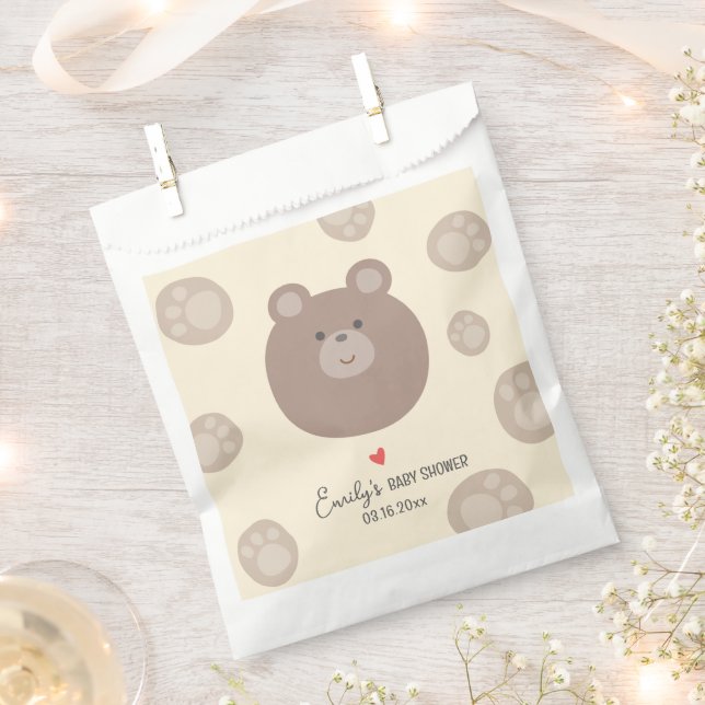 Sachets En Papier Beary Cute Brown Teddy Bear Cub Baby shower garçon (Coupé)