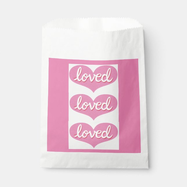 Sachets En Papier BEAUCOUP AIMÉ - Coeurs d'amour roses (Devant)