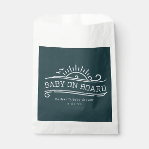 Sachets En Papier Bébé à bord Surf Baby shower bleu ardoise