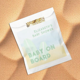 Sachets En Papier Bébé à bord Surfing Beach Aquarelle Baby Shower