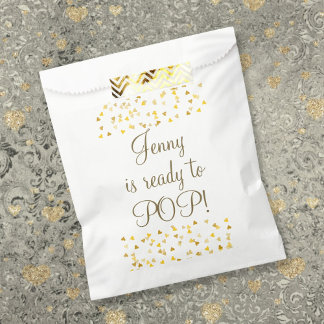 Sachets En Papier Bébé à naître élégant cœurs dorés Baby Shower