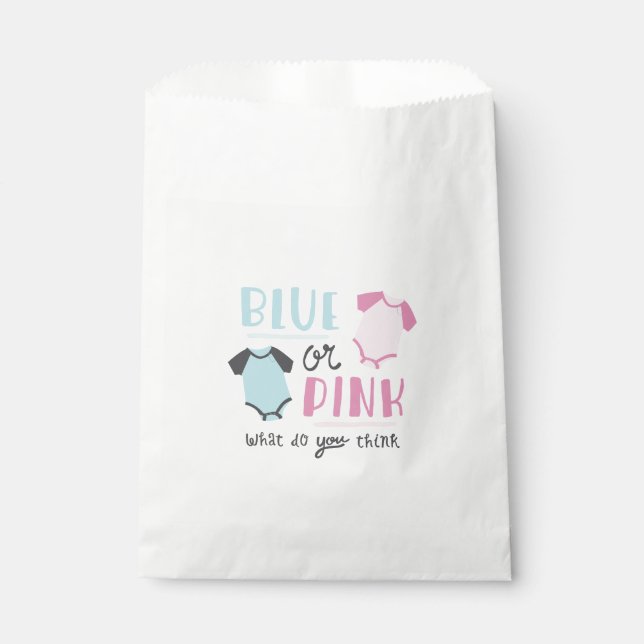 Sachets En Papier Bébé bleu ou rose Genre Révéler Fête Douche (Devant)