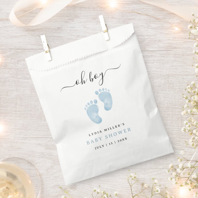 Sachets En Papier Bébé bleu pieds Baby shower Bienvenue bébé garçon (Coupé)
