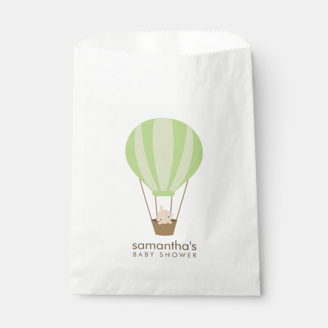 Sachets En Papier Bébé dans le Baby shower de ballons verts (Devant)