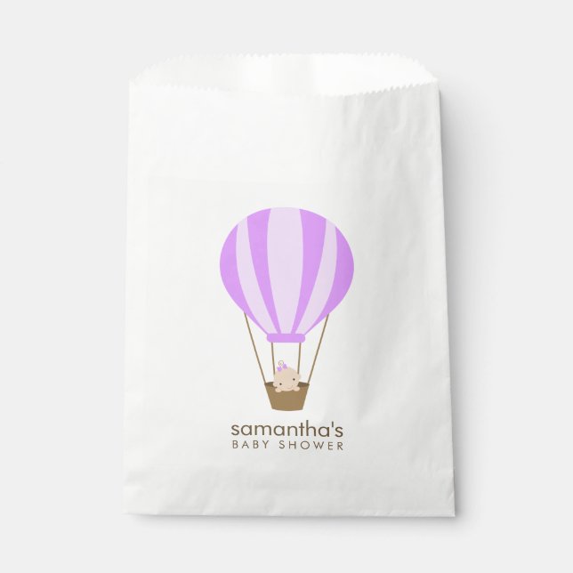 Sachets En Papier Bébé dans le Baby shower de ballons violets (Devant)