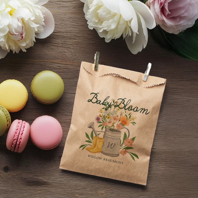 Sachets En Papier Bébé en Fleur Jardin Floral Pluie Baby shower Bott (Baby in Bloom Floral Garden Rain Boots Baby Shower Favor Bag)