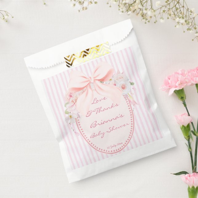 Sachets En Papier Bébé en fleurs rétro prépa noeud pap personnalisé  (Scellé)