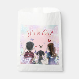 Sachets En Papier Bébé et son chiot C'est une aquarelle fille
