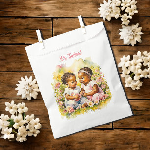 Sachets En Papier Bébé fille jumeaux de couleur Baby shower