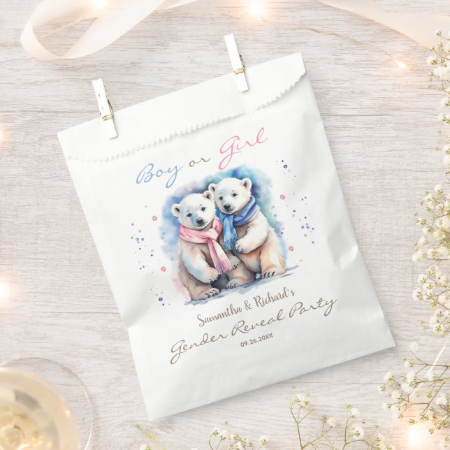 Sachets En Papier Bébé Ours hiver Sexe Révéler Garçon ou fille (Coupé)