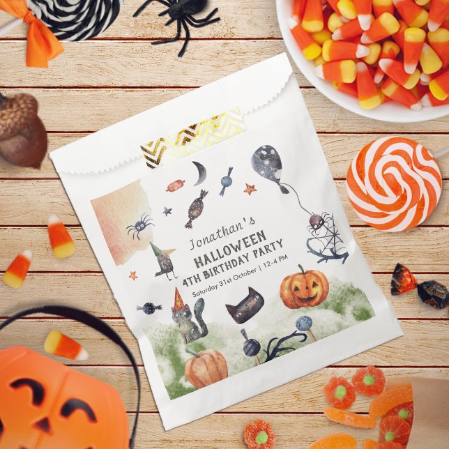 Sachets En Papier Belle Aquarelle Anniversaire de enfant Halloween (Créateur téléchargé)