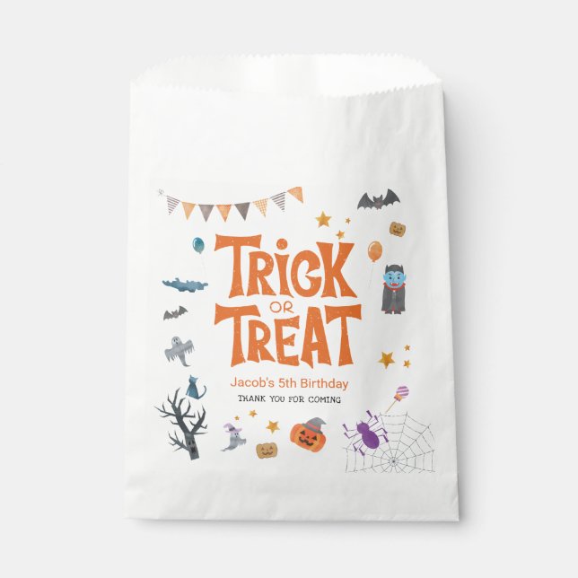 Sachets En Papier Belle Trick ou traiter Halloween 5e anniversaire f (Devant)
