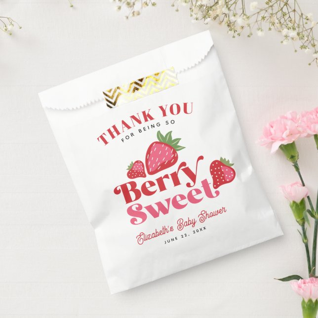 Sachets En Papier Berry rouge fraise Baby shower doux (Scellé)