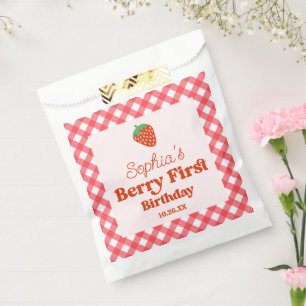 Sachets En Papier Berry rouge fraise première fête d'anniversaire