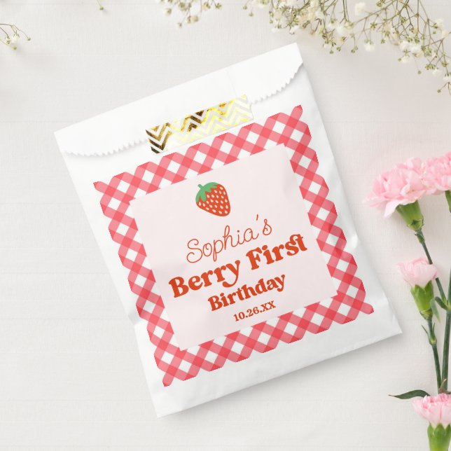 Sachets En Papier Berry rouge fraise première fête d'anniversaire (Scellé)