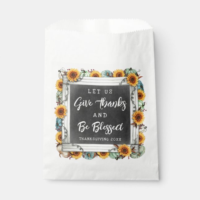 Sachets En Papier Bienheureux Rustique Thanksgiving Sunflower Cadeau (Devant)