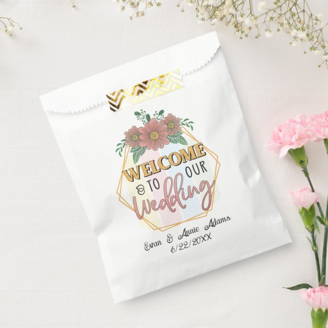 Sachets En Papier Bienvenue dans notre Mariage ajouter des noms date (Scellé)