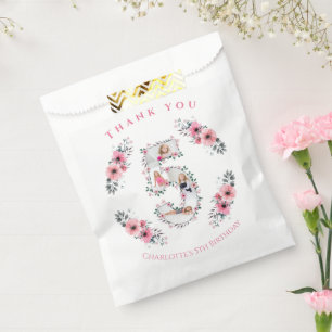 Sachets En Papier Big 5th Birthday Girl Photo Collage Fleur rose
