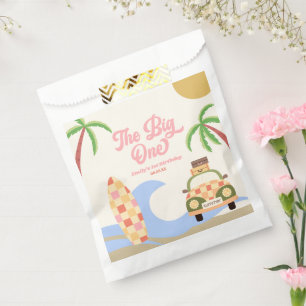 Sachets En Papier Big One Beach Surf rose 1er anniversaire