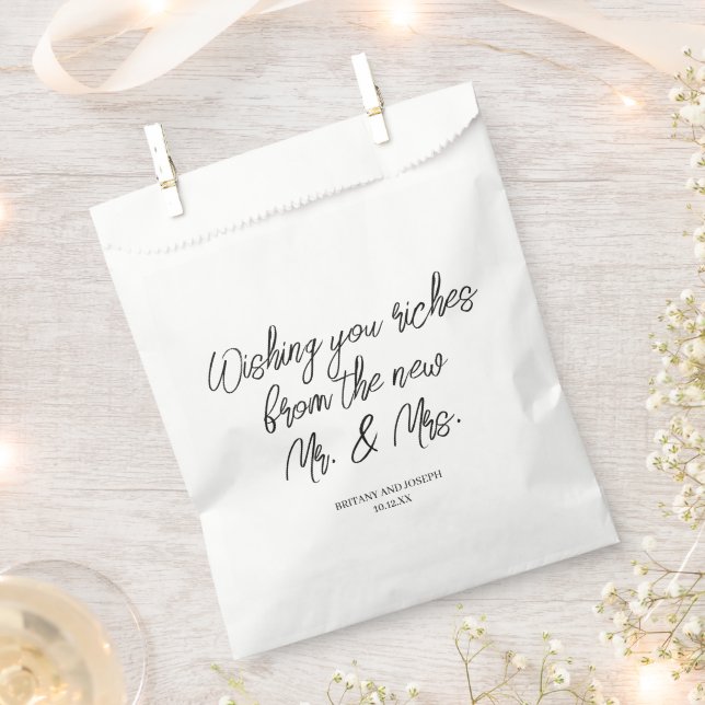 Sachets En Papier Billet de Loterie manuscrit Mariage Favor Sac (Coupé)