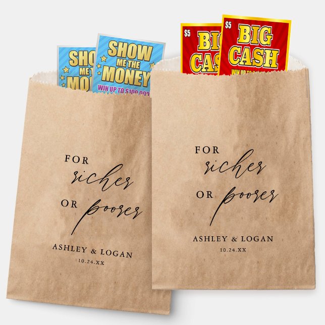 Sachets En Papier Billet pour Mariage plus riche ou plus pauvre (Créateur téléchargé)