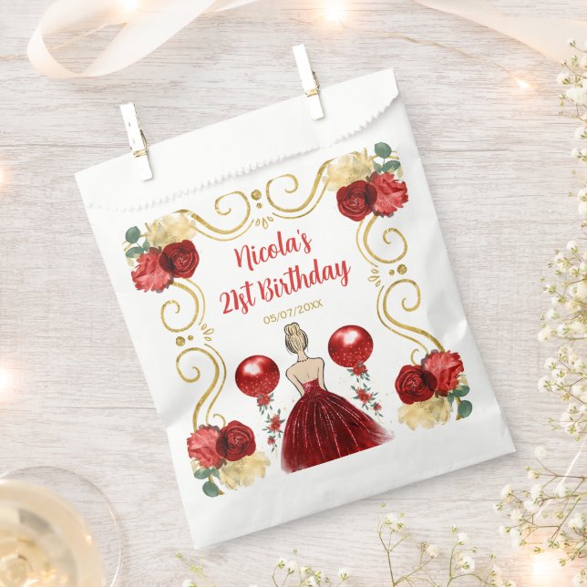 Sachets En Papier Birthday Party Blonde Princess in Red (Coupé)
