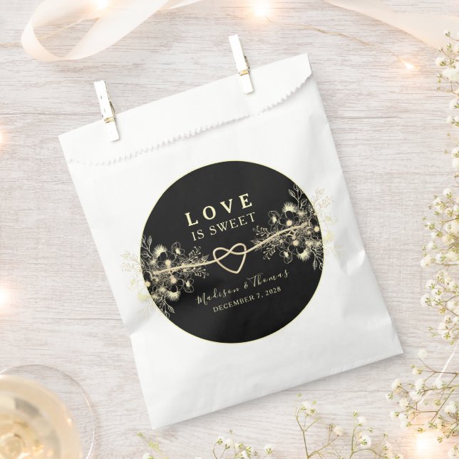 Sachets En Papier Black Gold Love Is Sweet Favor Bag (Coupé)