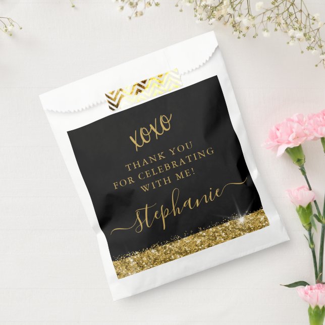 Sachets En Papier Black Gold Luxury XOXO Merci Party (Scellé)