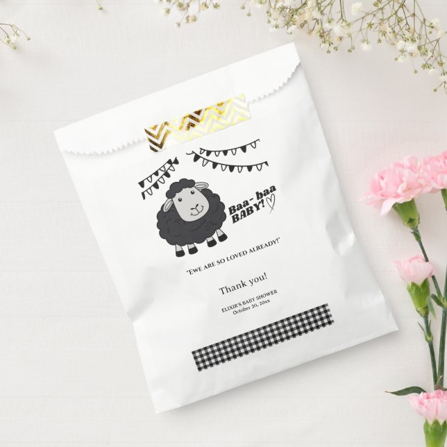 Sachets En Papier Black Kawaii Little Lamb Baby Shower (Scellé)
