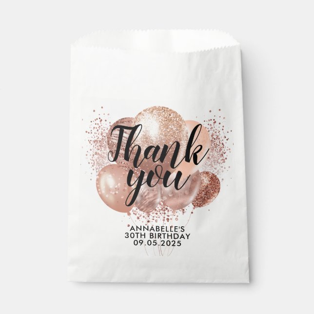 Sachets En Papier Black Rose Gold Parties scintillant Étincelle Ball (Devant)