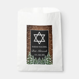 Sachets En Papier Black Snowy Bois & Forêt Pine Bar Bat mitzvah