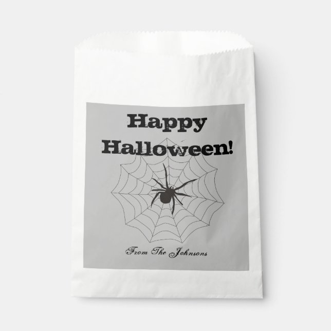 Sachets En Papier Black Spider Grey Papier Halloween Party Favoriser (Devant)