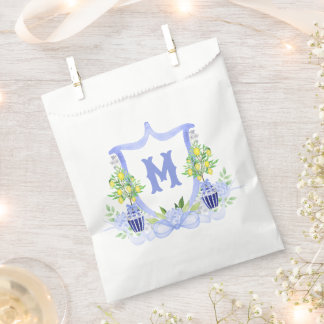 Sachets En Papier Blason Monogramme d'Arbre de Citron à l'Aquarelle
