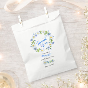 Sachets En Papier Bleu blanc marguerite Floral 80e anniversaire Merc
