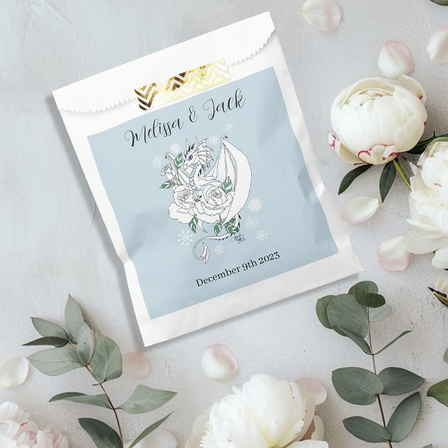 Sachets En Papier Bleu des flocons de neige du dragon blanc d'hiver (Créateur téléchargé)