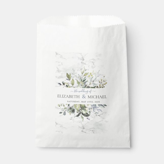 Sachets En Papier Bleu Duché Eucalyptus Vert Marbre botanique (Devant)