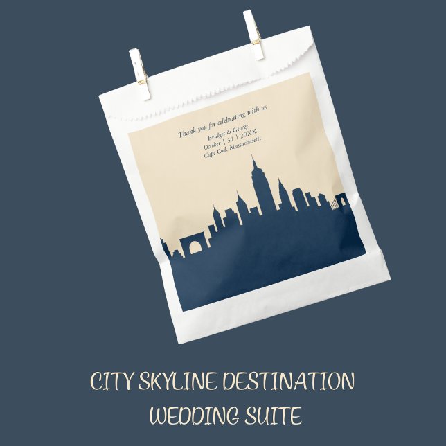 Sachets En Papier bleu marine Voyage Ville Skyline destination Maria (Créateur téléchargé)