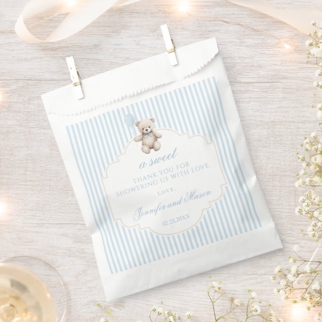 Sachets En Papier Bleu ours en peluche ballon bébé garçon douche mer (Coupé)