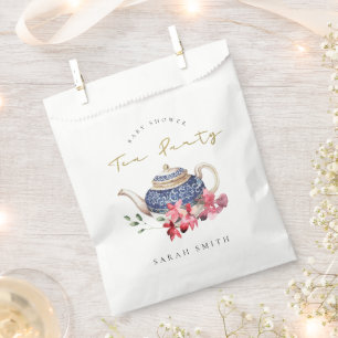 Sachets En Papier Bleu Rouge or Floral Teapot Baby shower Tea Party