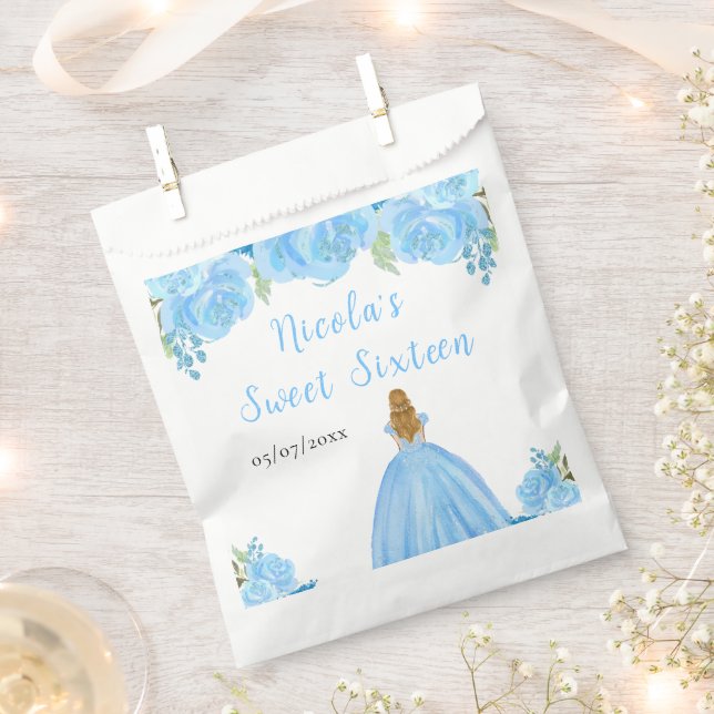 Sachets En Papier Blonde Hair Princess Blue Floral Sweet Sixteen  (Coupé)